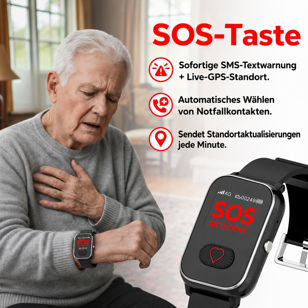 Senioren Sturzerkennung SOS-Smartwatch – Bild 2